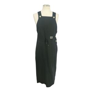 C.A. Sport Black Cotton Utility Overall Dress Midi Size S Y2K Style